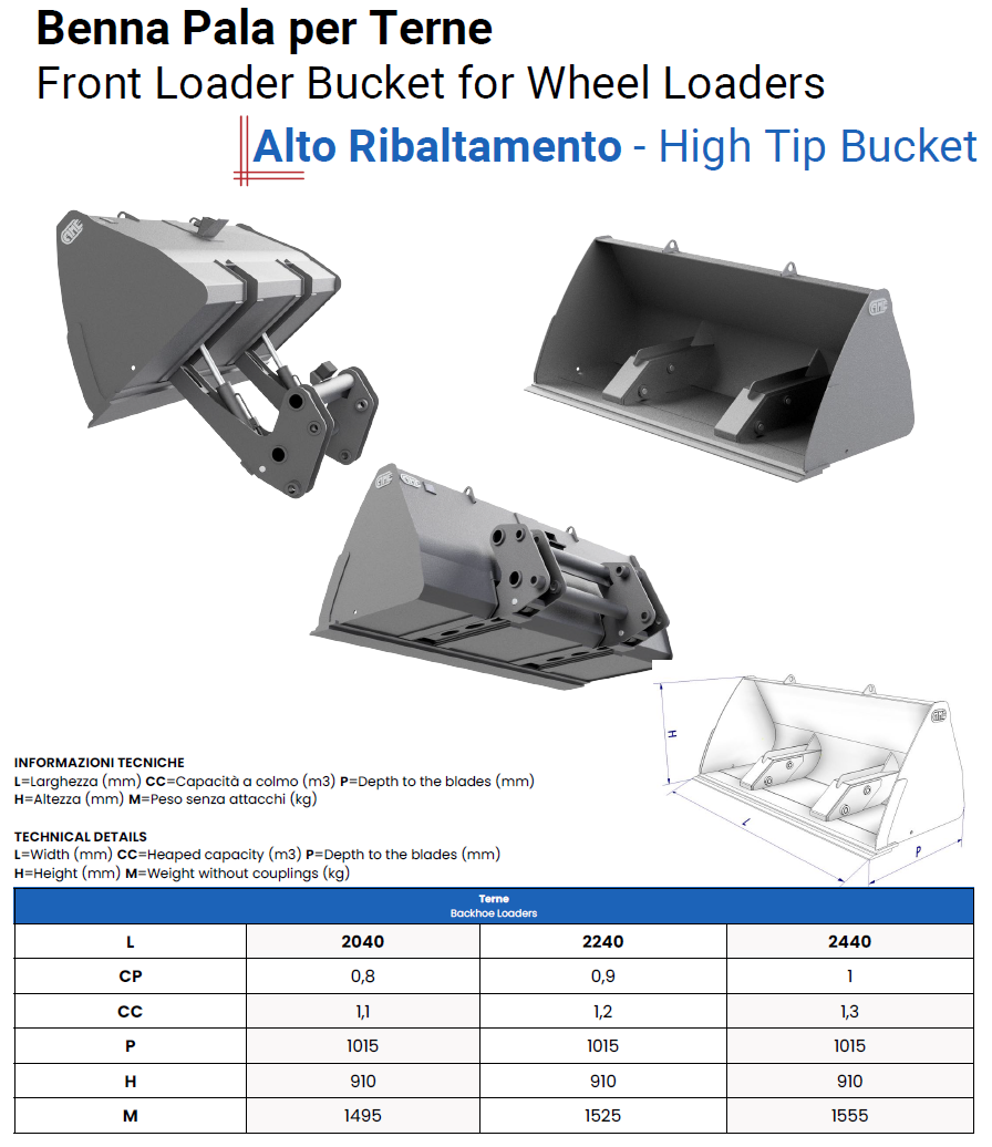  Benna Pala Alto Ribaltamento per Terne Scheda 2